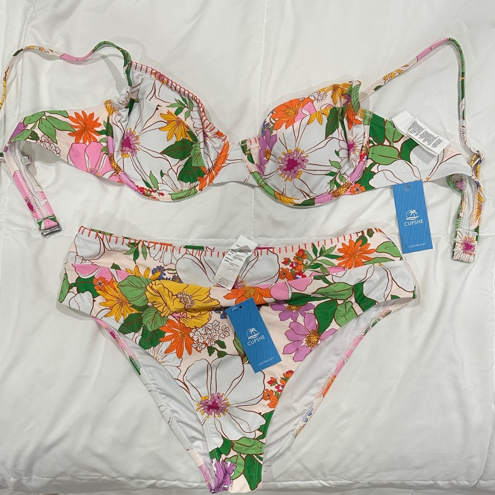 Cupshe Floral Bikini Set - Multicolor